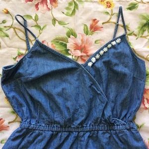 GAP romper w/ hand embroidered daisies